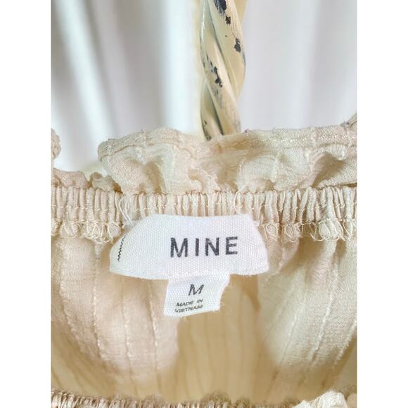 Mine Top Boho Peasant with Ruffle Neckline Embroidered Inset Sleeves Size Medium - Picture 6 of 7